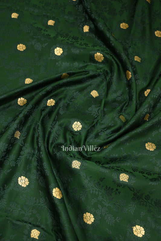 Exclusive Deep Green Soft Pure Mashru Satin Silk Banarasi Saree 