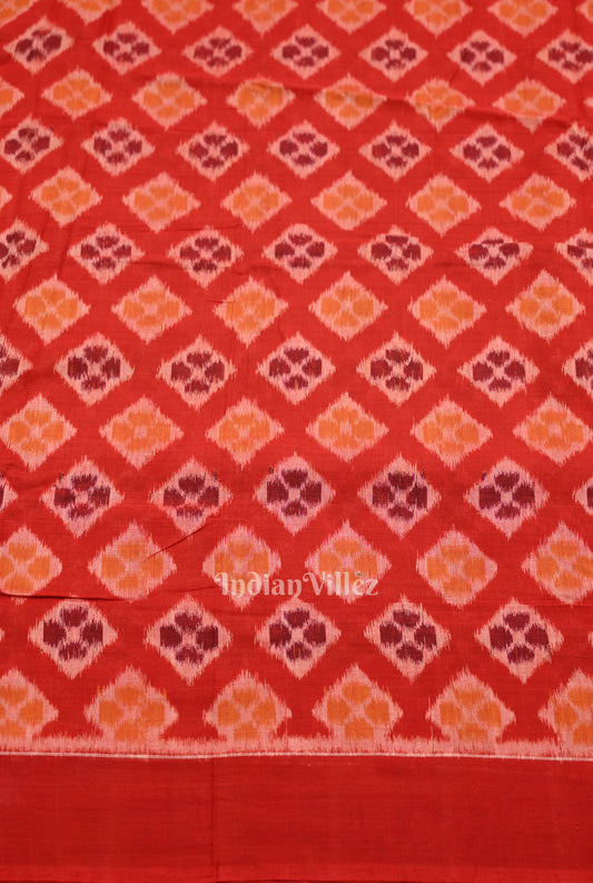 Red Sambalpuri Odisha Ikat Cotton Fabric 