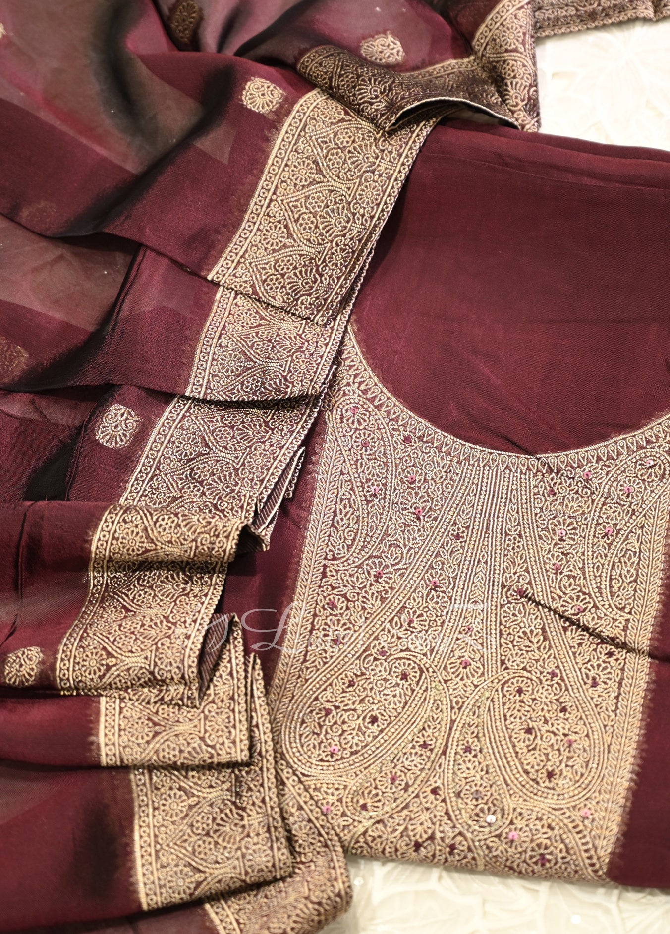 Purple Wine Banarasi Unstitched Salwar Suit
