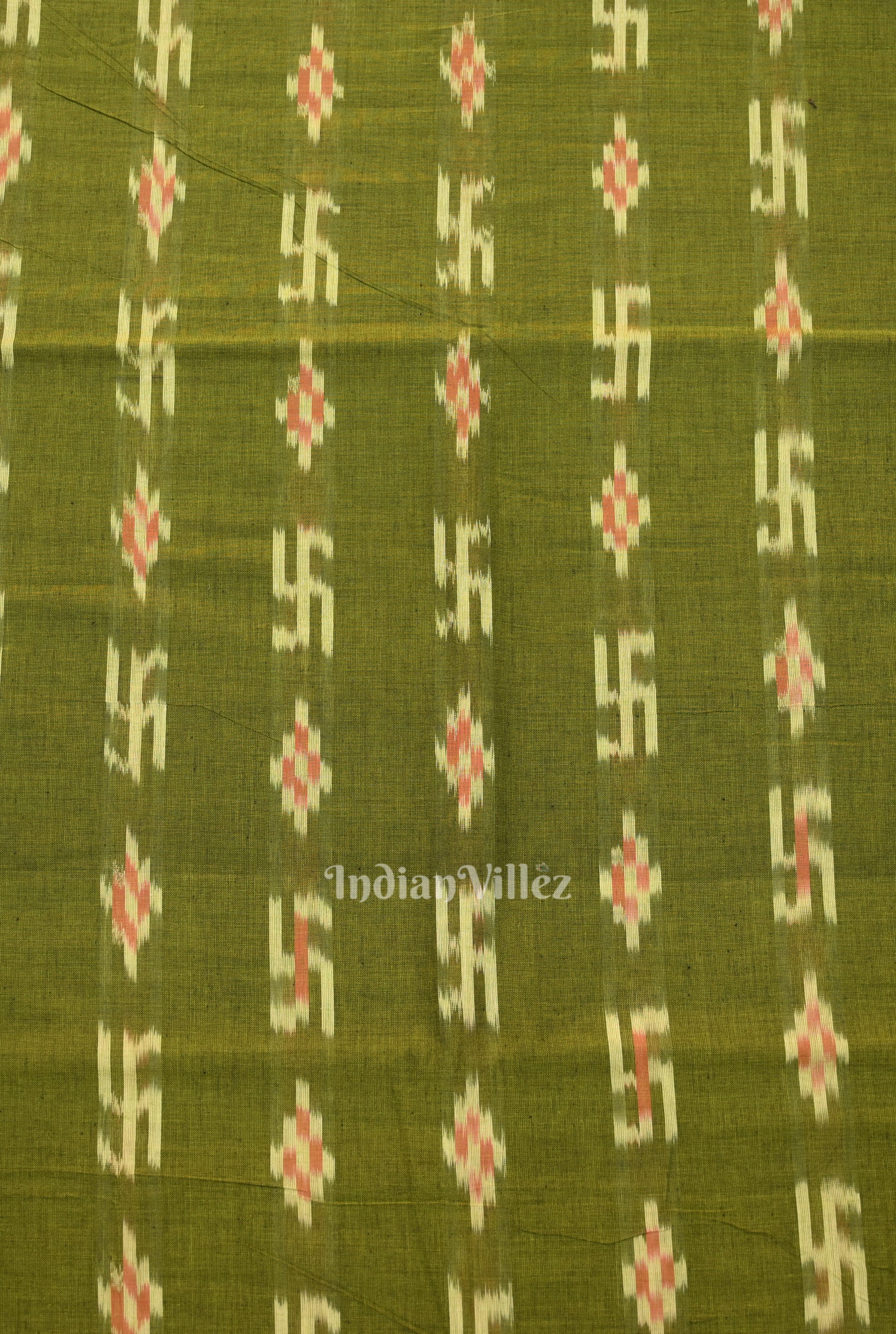 Mehendi Green  Swastik Sambalpuri Ikat Cotton Fabric