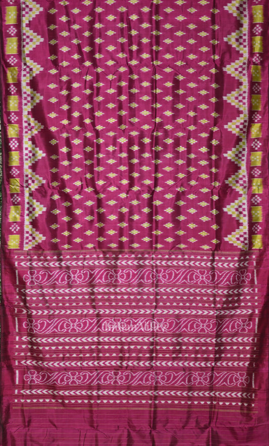 Wine Purple Pasapali  Border Odisha Ikat Contemporary Designer Silk Saree 