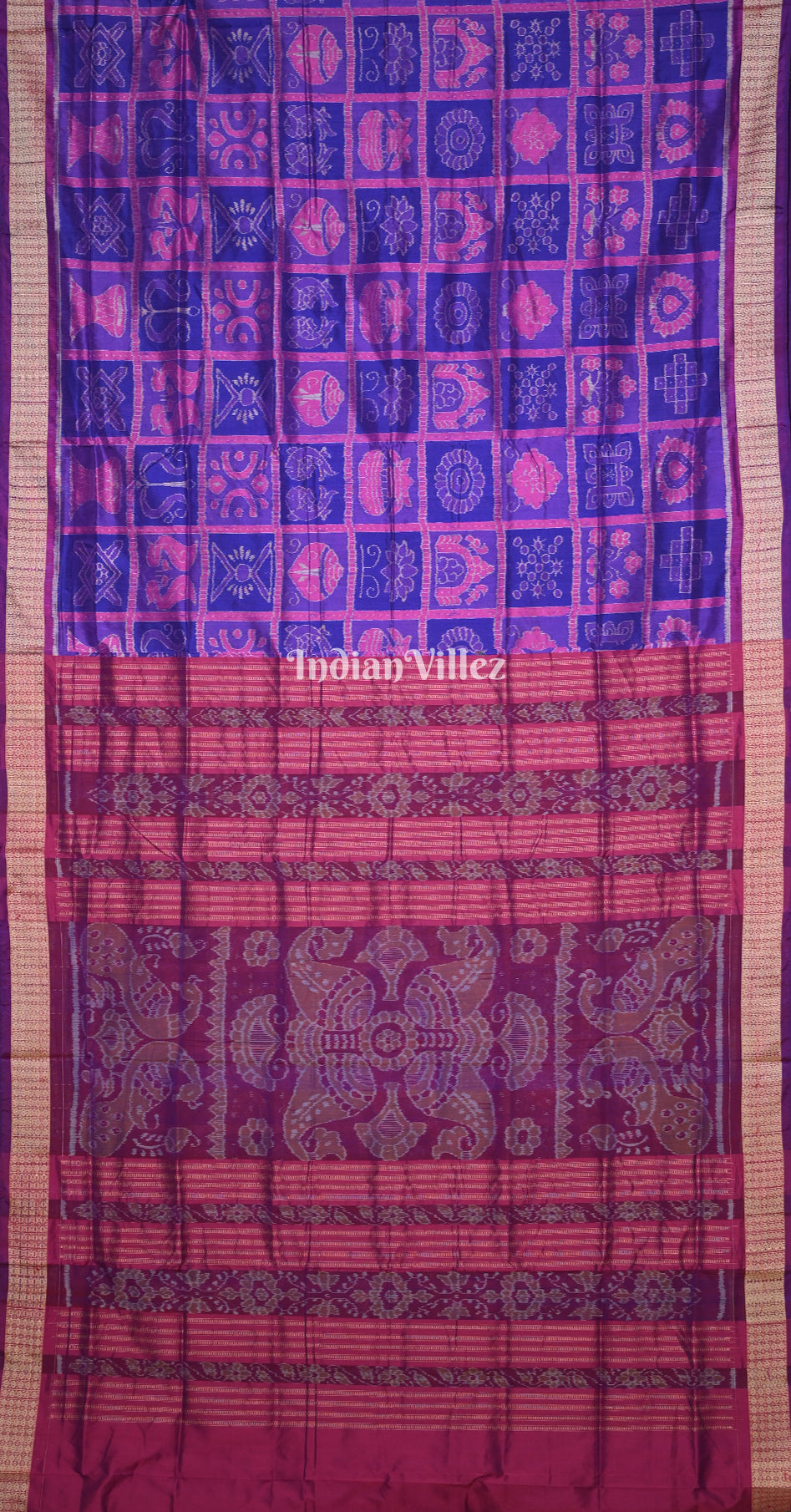 Purple Magenta Pink Nabakothi Odisha Ikat Sambalpuri Silk Saree