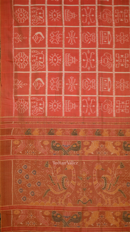 Peach Pink Nabakothi Contemporary Designer Silk Saree 