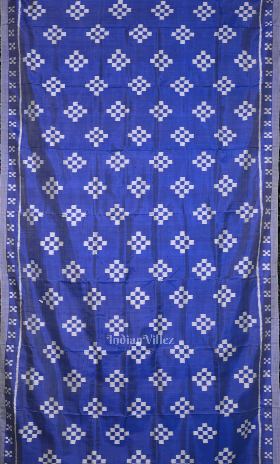 Royal Blue White Pasapali Odisha Ikat Contemporary Designer Silk Saree 