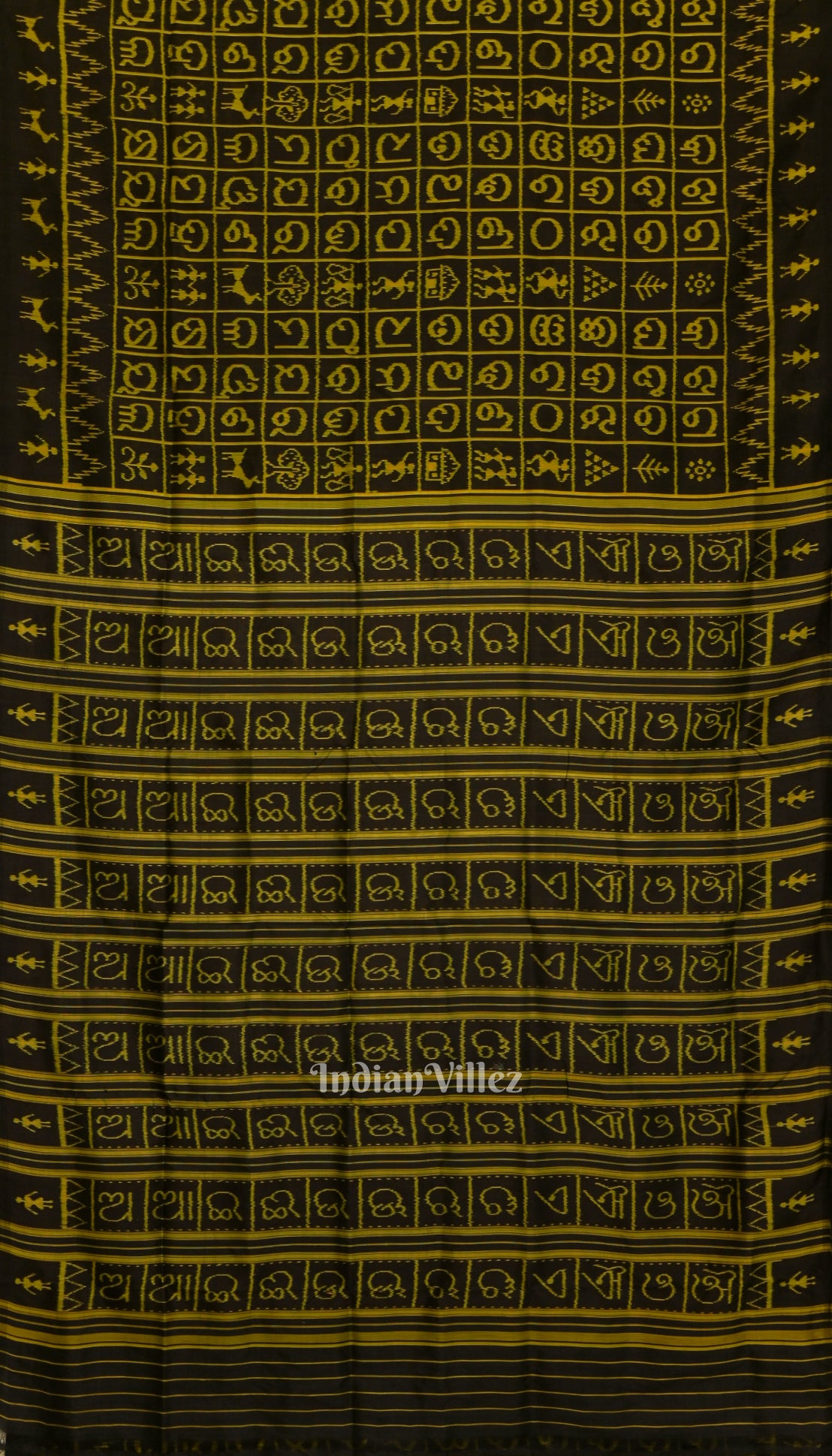 Black Odia Barnamala Contemporary Silk Saree