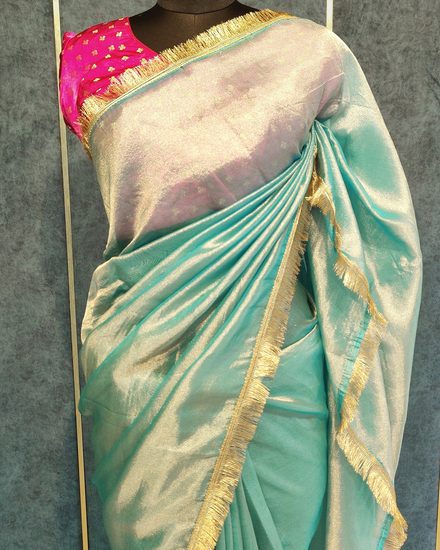 Sky Blue Banarasi Tissue Saree