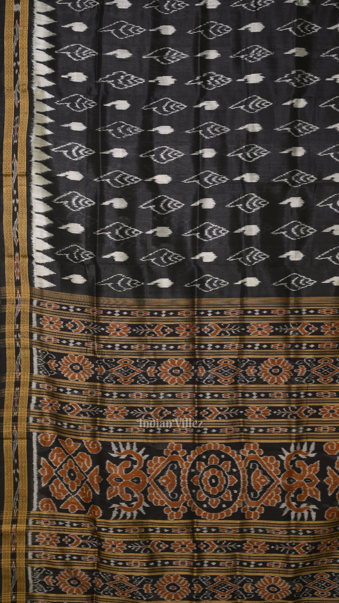 Black Sankha Motif Odisha Ikat Khandua Silk Saree