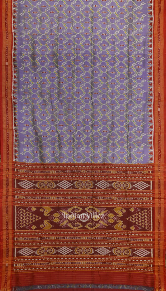Ash Grey Odisha Ikat Khandua Silk Saree