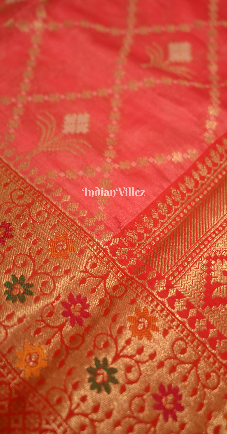 Red Patola-Inspired Pochampally South Silk Saree 