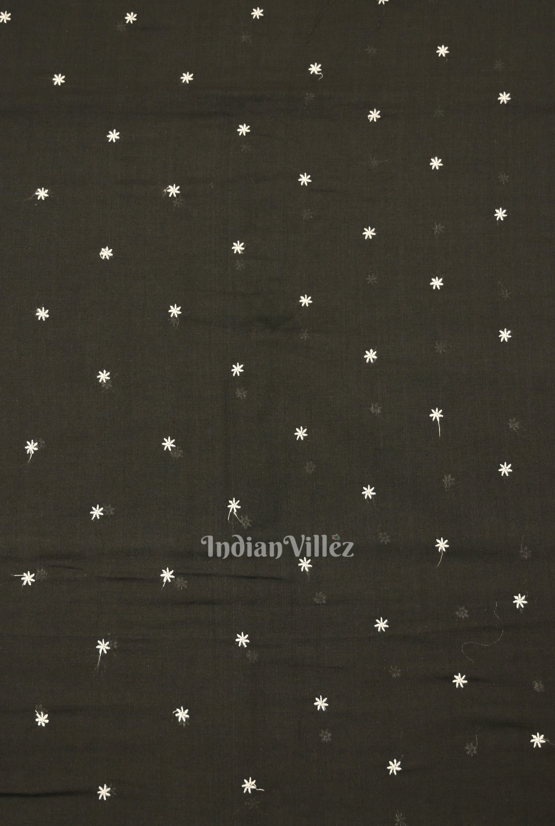 Black Floral Motif Odisha Ikat Cotton Fabric 