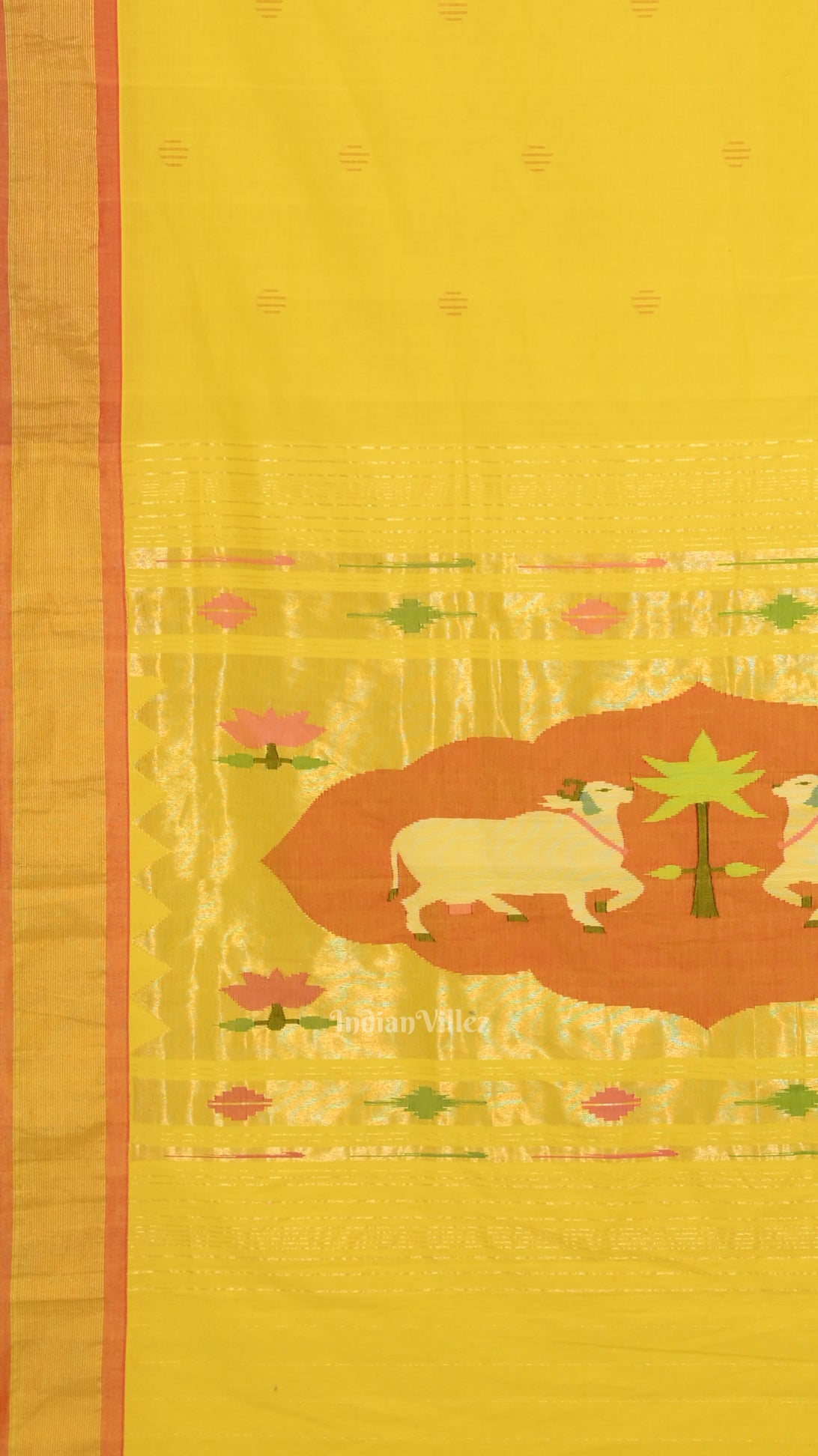 Yellow Rich Pallu Cotton Paithani Saree 