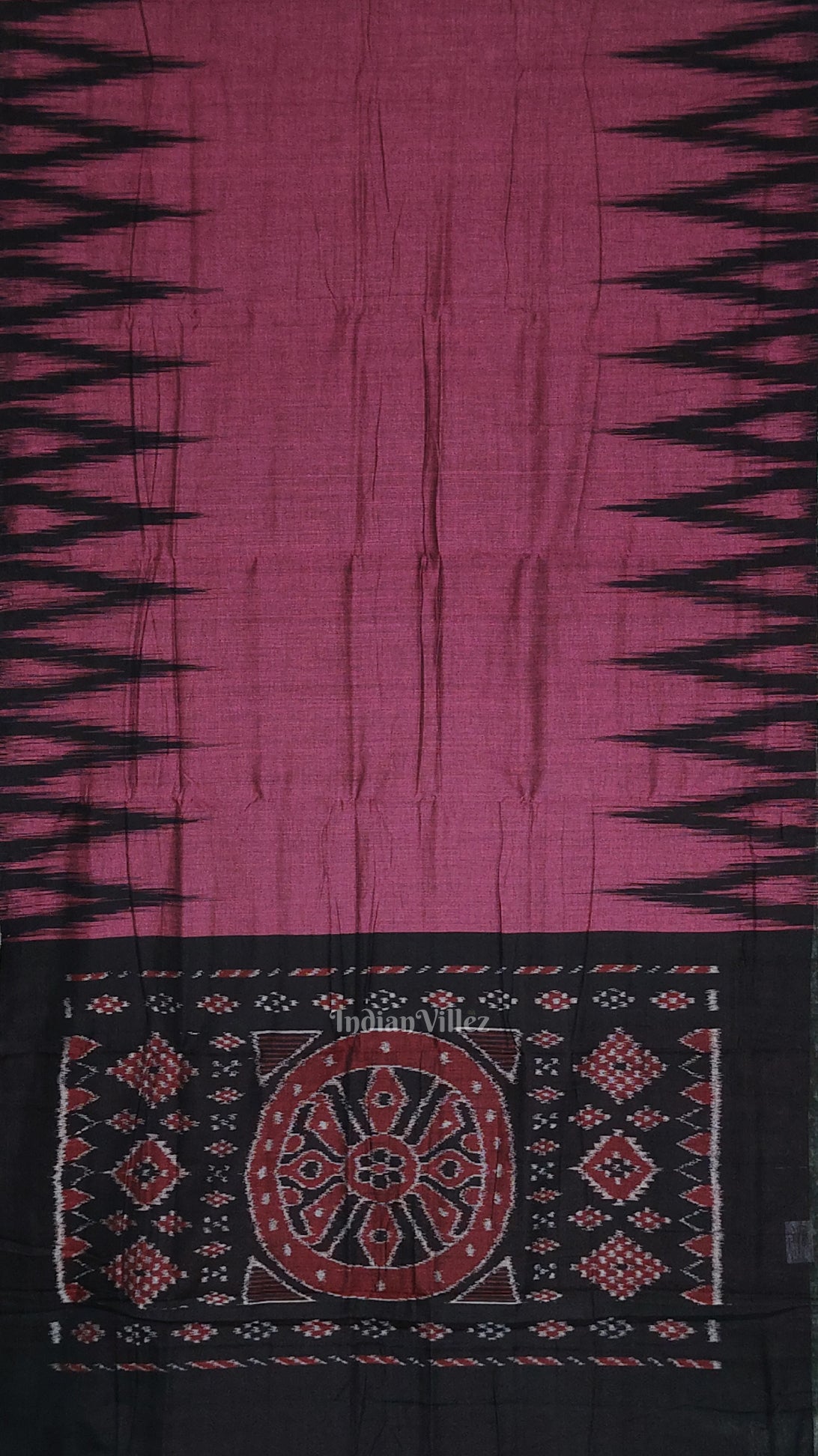 Purple Black Kargil Kumbha Maniabandha Cotton Saree 