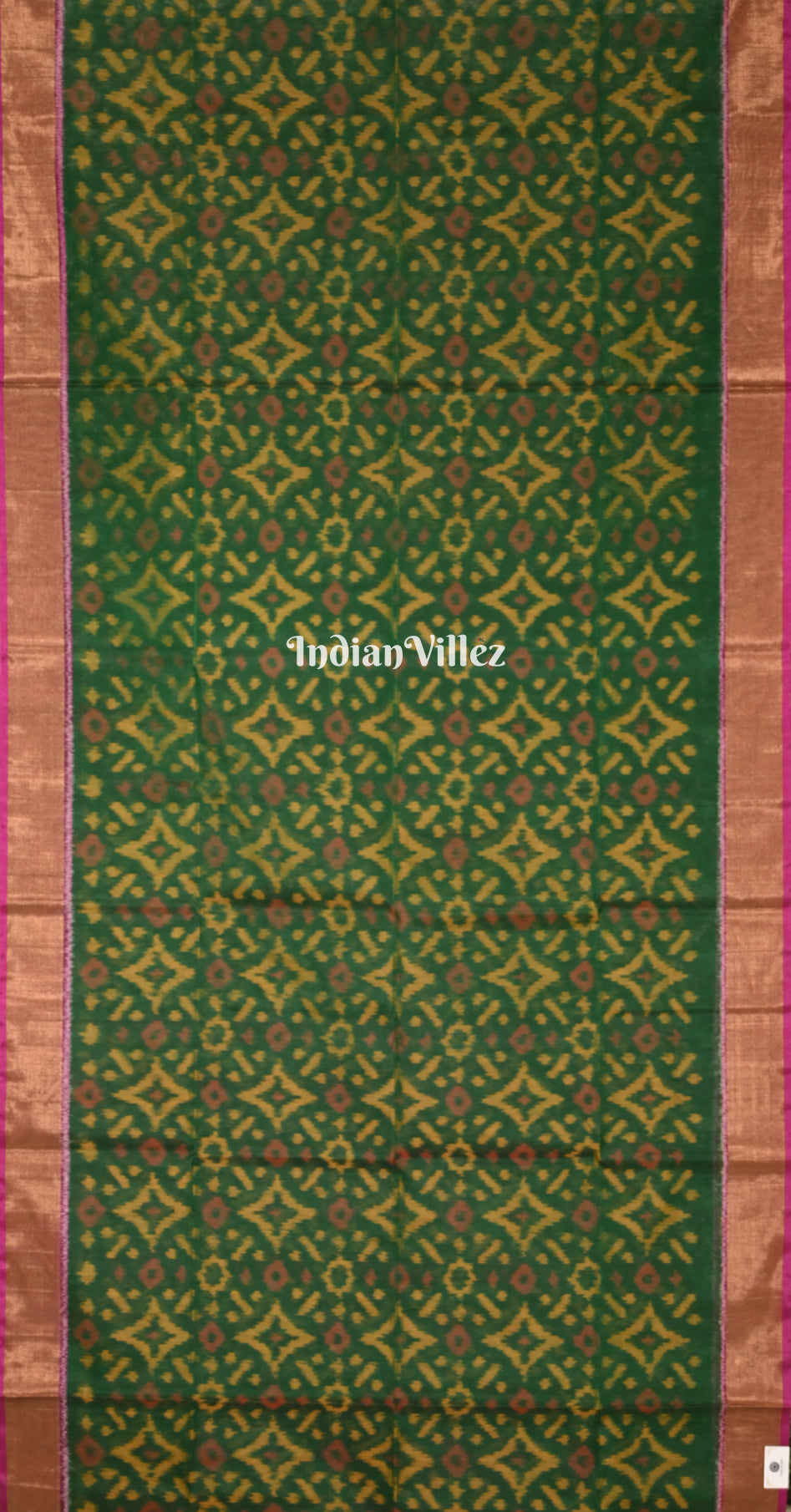 Green Magenta Pink Pochampally Ikat Silk Cotton (Sico) Saree
