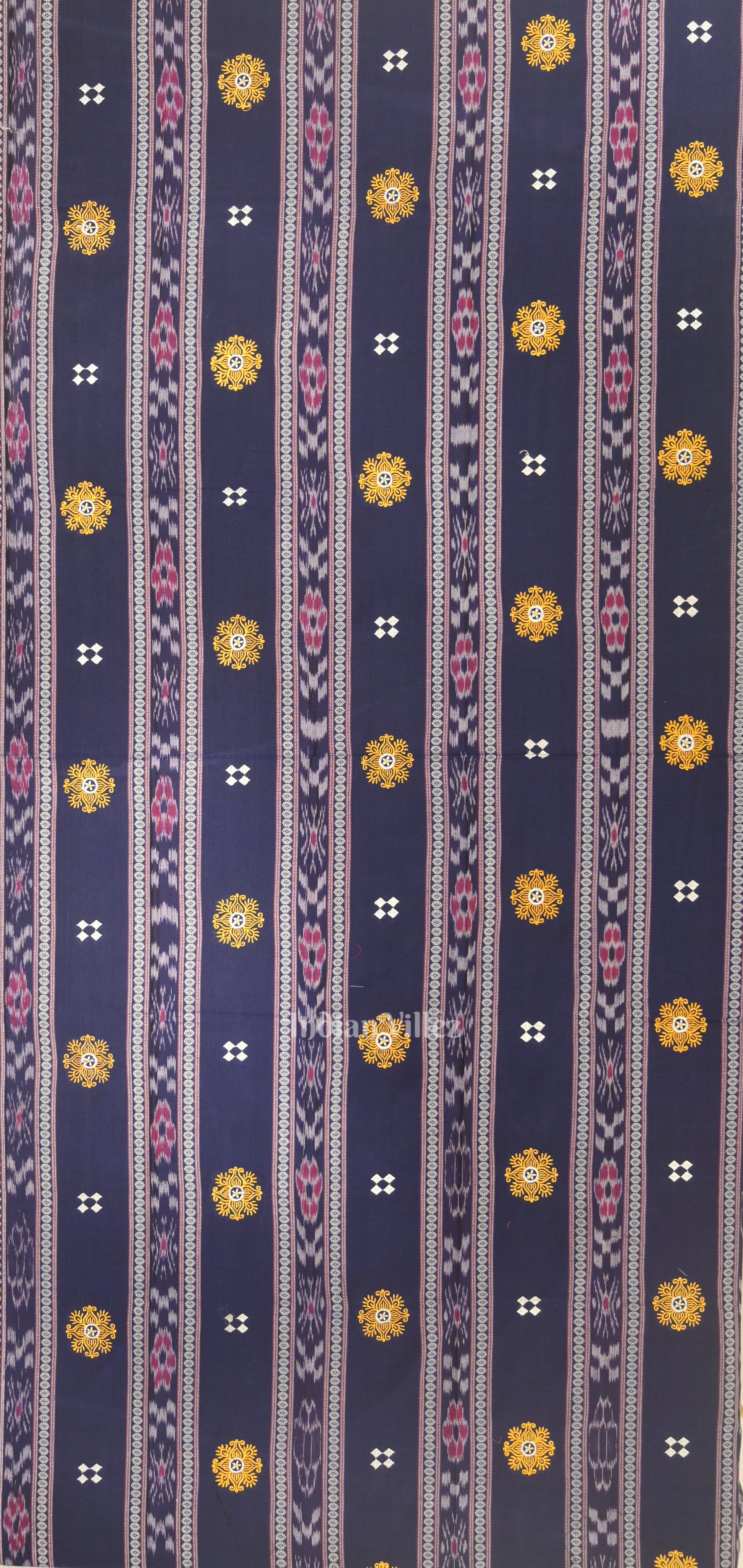 Navy Blue  Flower Buti Odisha Ikat  Sambalpuri Dress Material & Dupatta