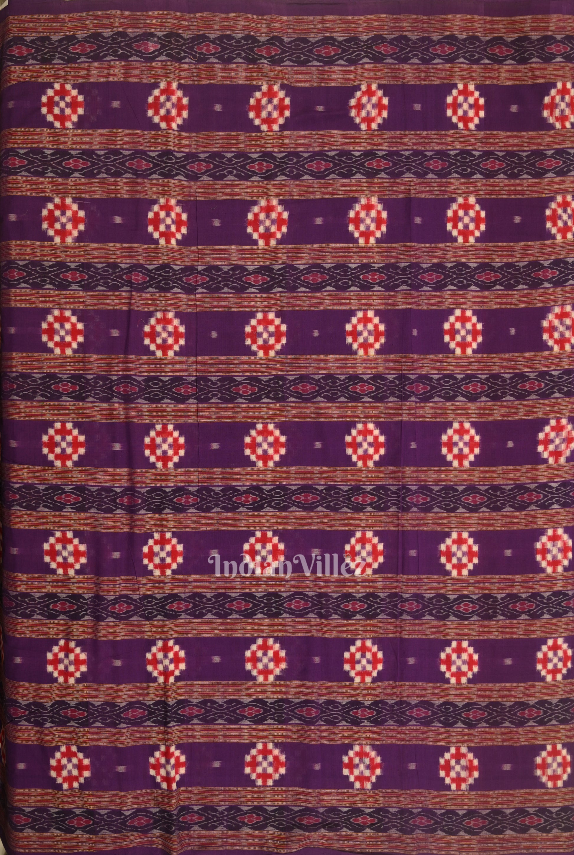  Grape Purple Pasapali Sambalpuri Ikat Cotton Fabric 