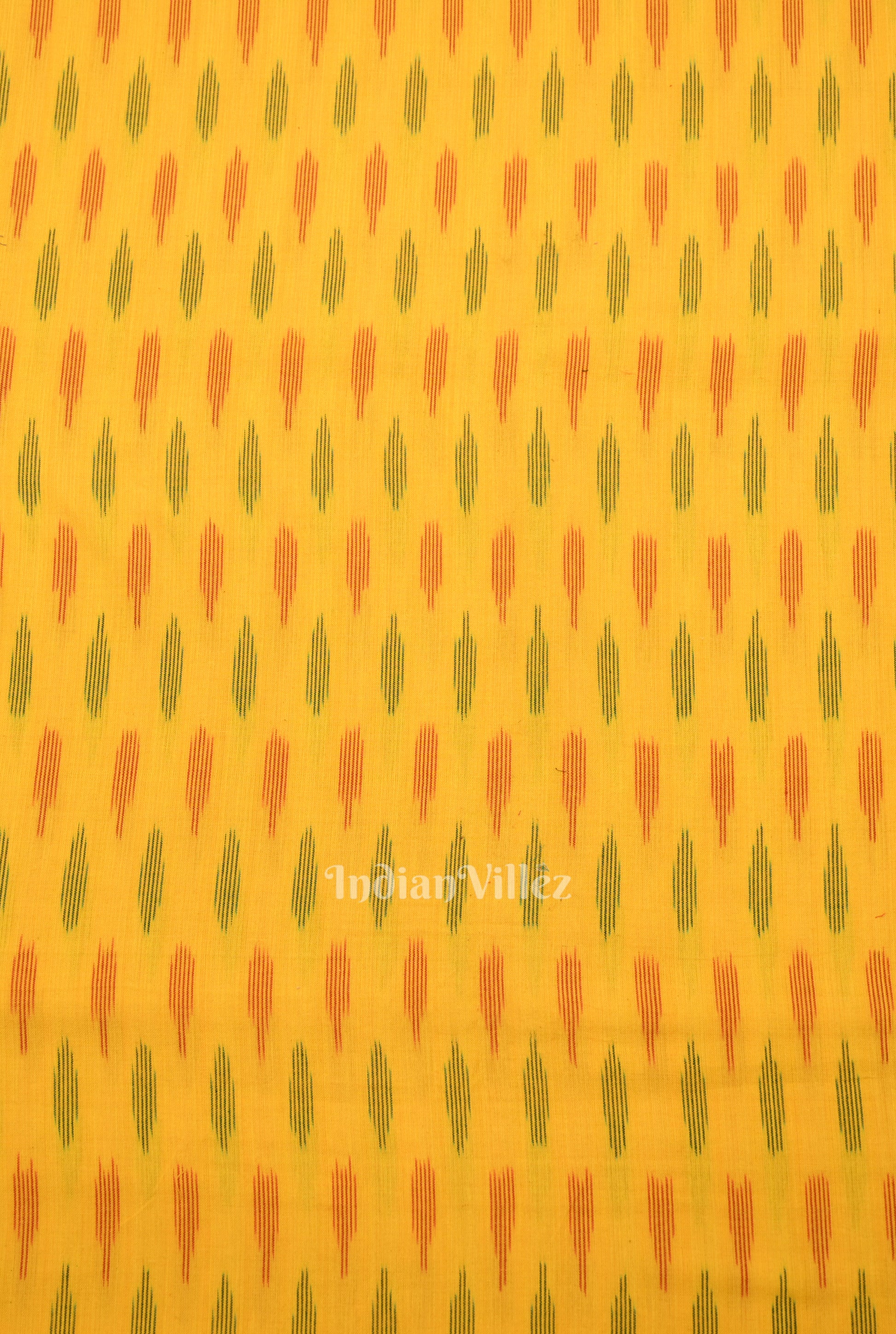 Deep Yellow Pochampally Ikat Cotton Fabric