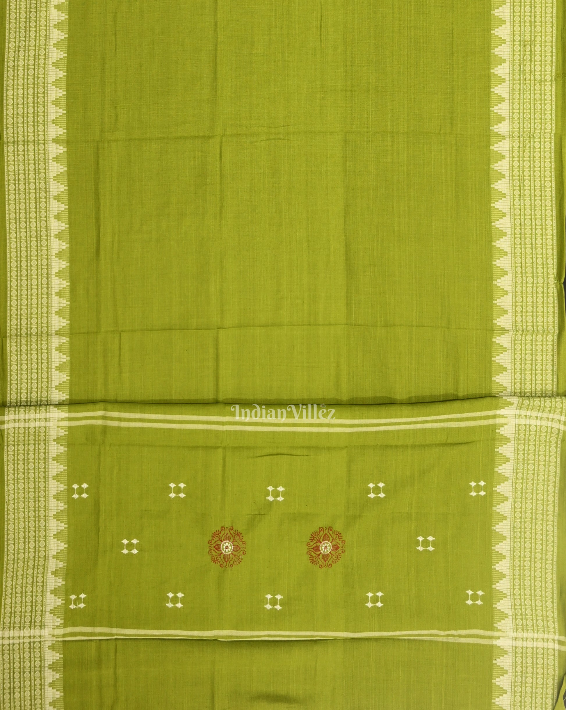 Maroon Parrot Green Sambalpuri Bomkai Cotton Dress set with Dupatta 