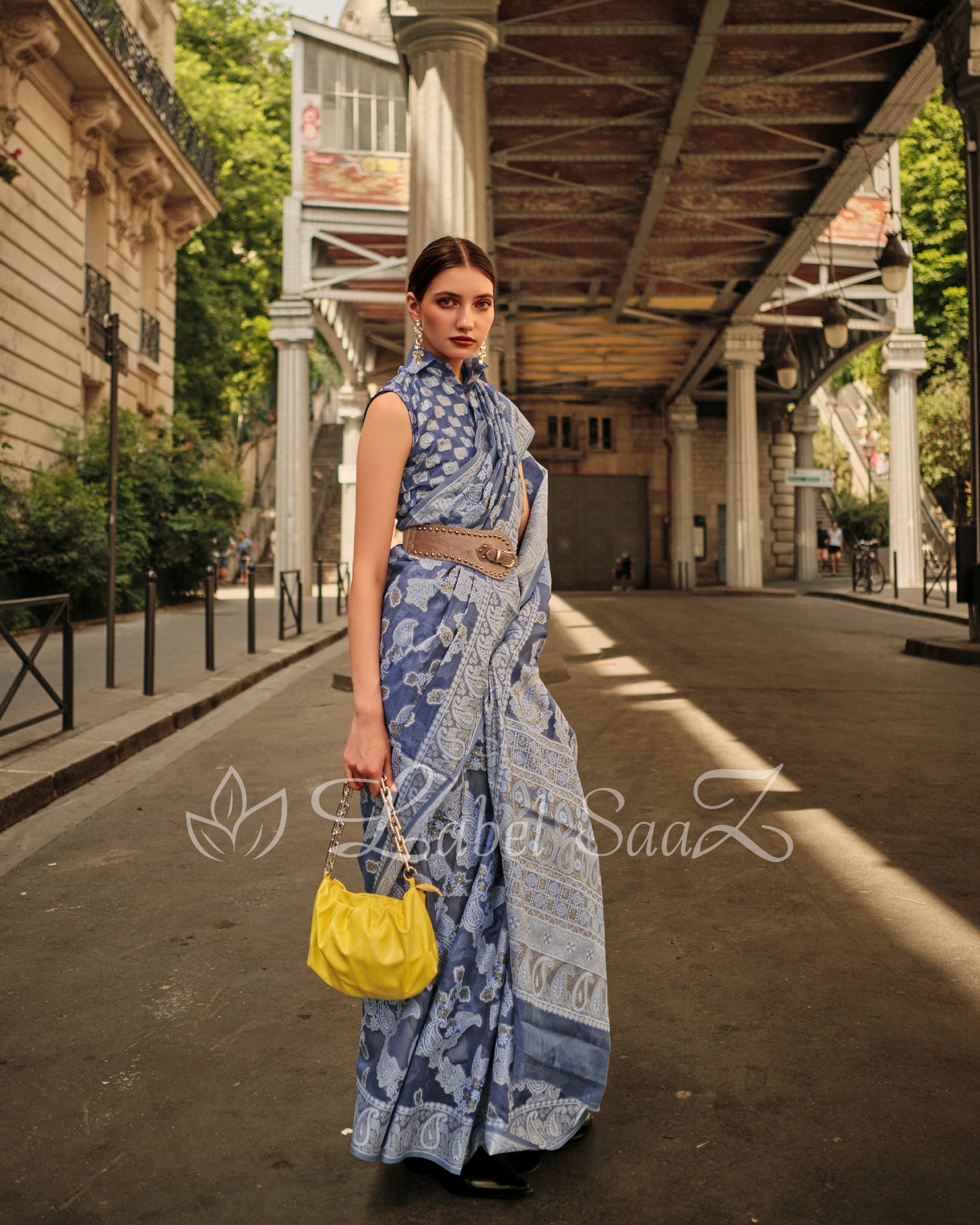 Ink Grey Handwoven Pure Organza Silk Chikankaro Saree