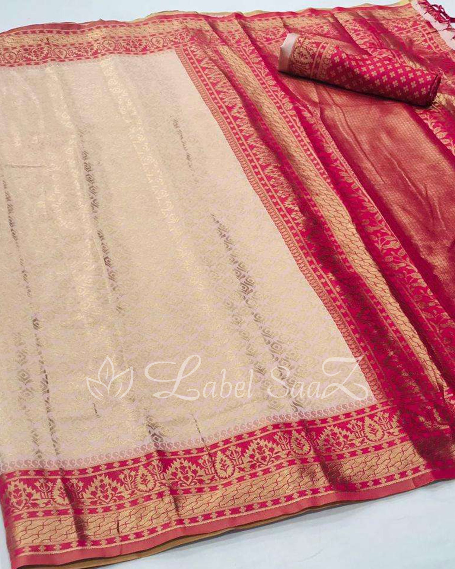 Peach Pure Tissue Kanjivaram Silk Saree - Exclusive Bridal Collection