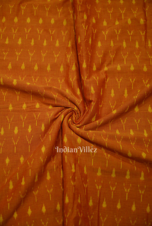 Orange Geometric Pochampally Ikat Cotton Fabric 