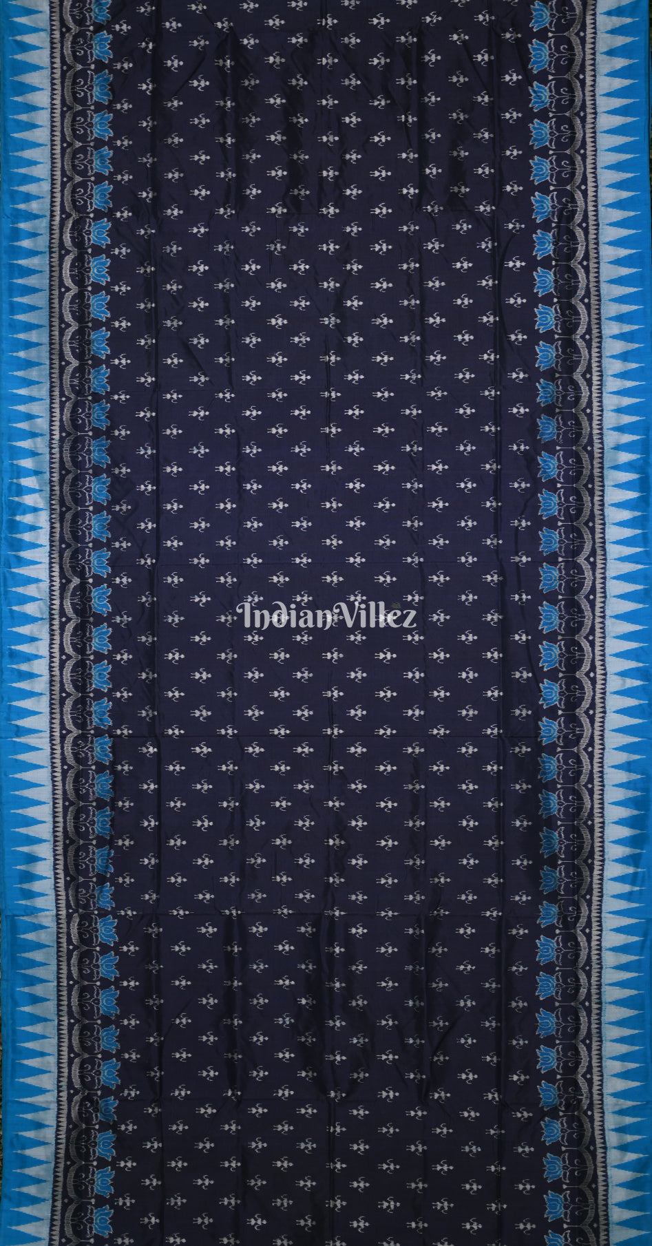 Navy Blue Tribal Ek Chandia Tribal Odisha Ikat Sambalpuri Silk Saree