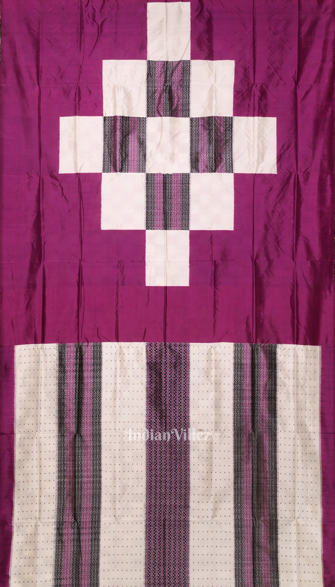 White Purple Odisha Ikat Pasapali Sambalpuri Silk Saree