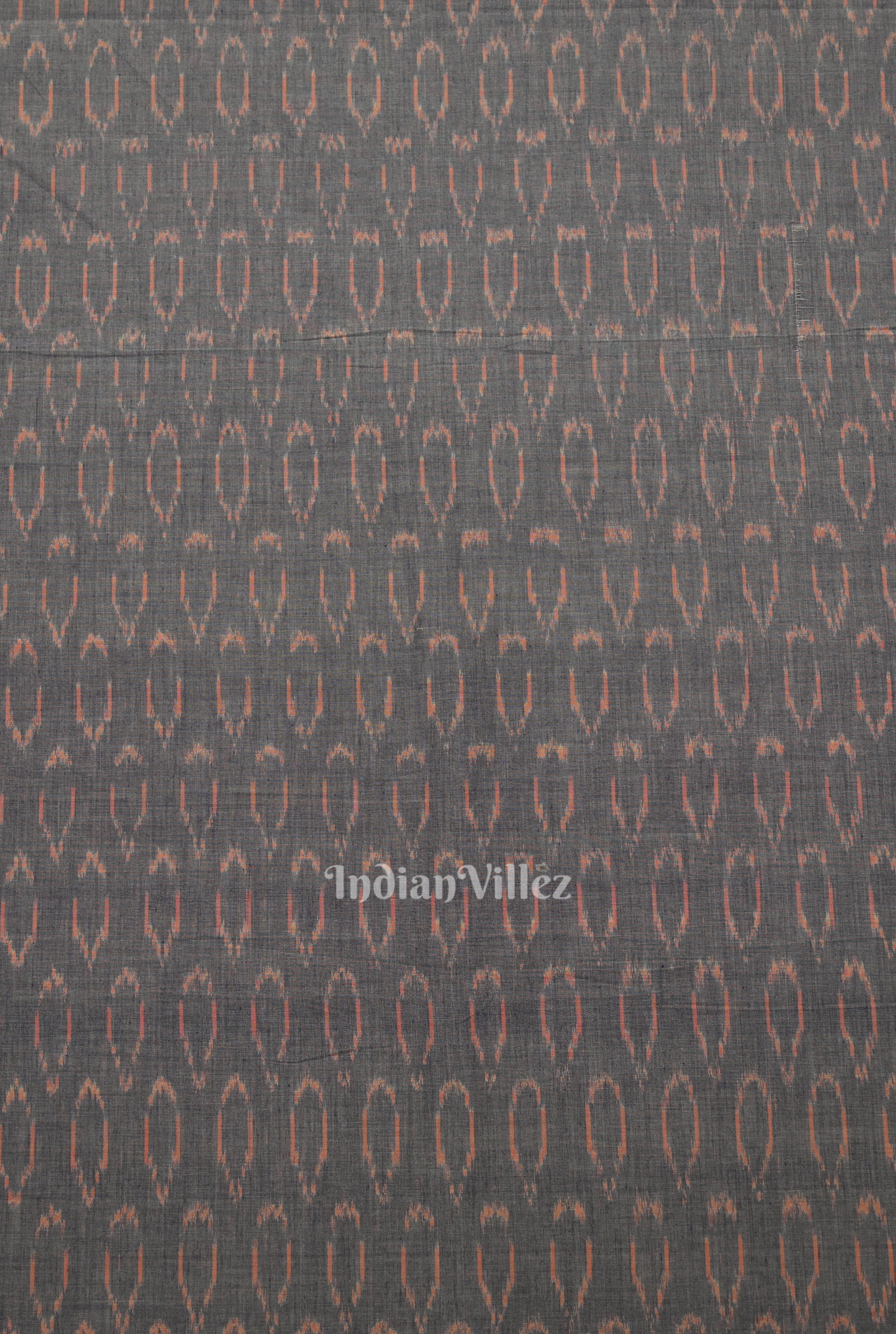 Cement Gray Geometric Pochampally Ikat Cotton Fabric