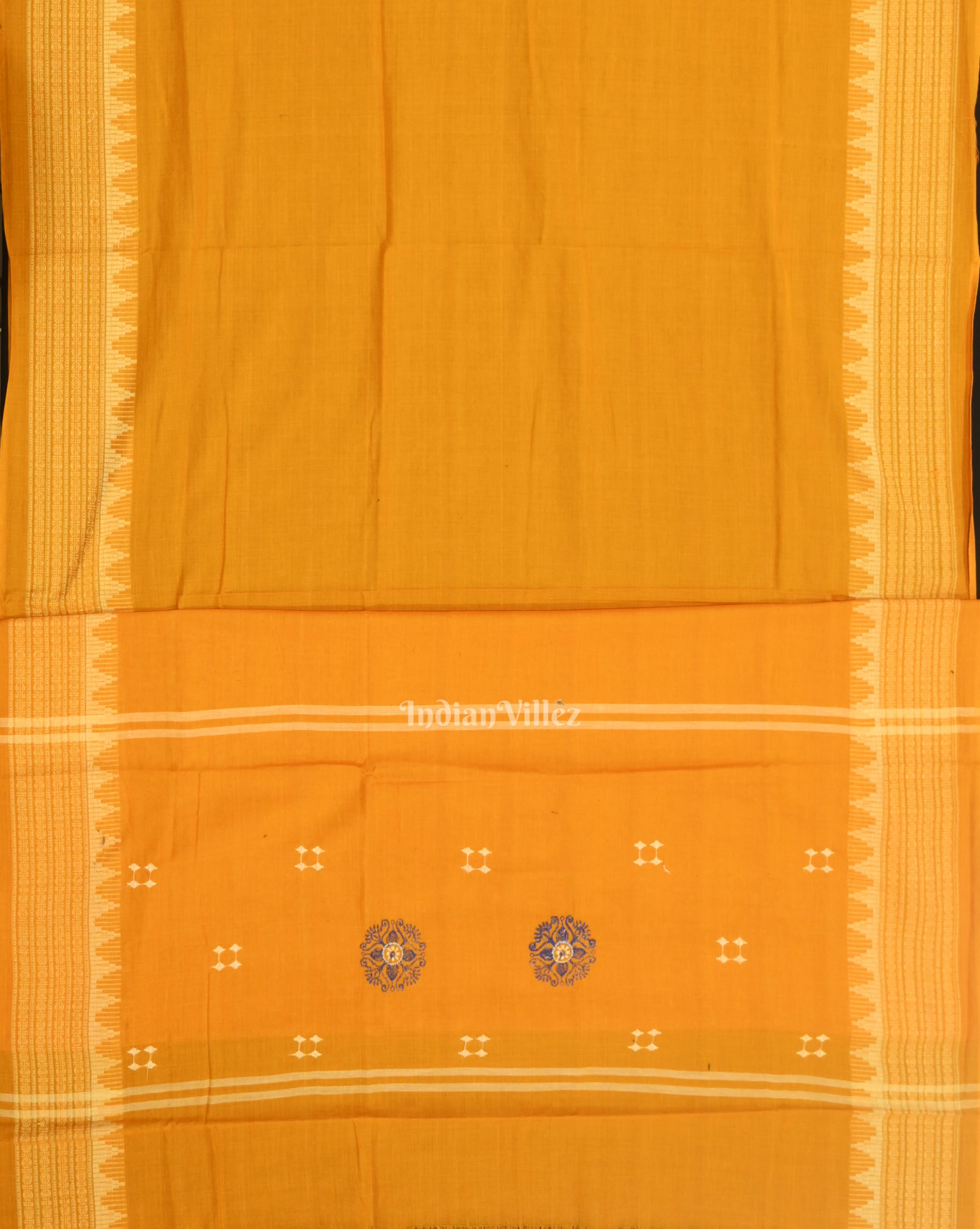 Blue yellow Sambalpuri Bomkai Cotton Dress set with Dupatta 