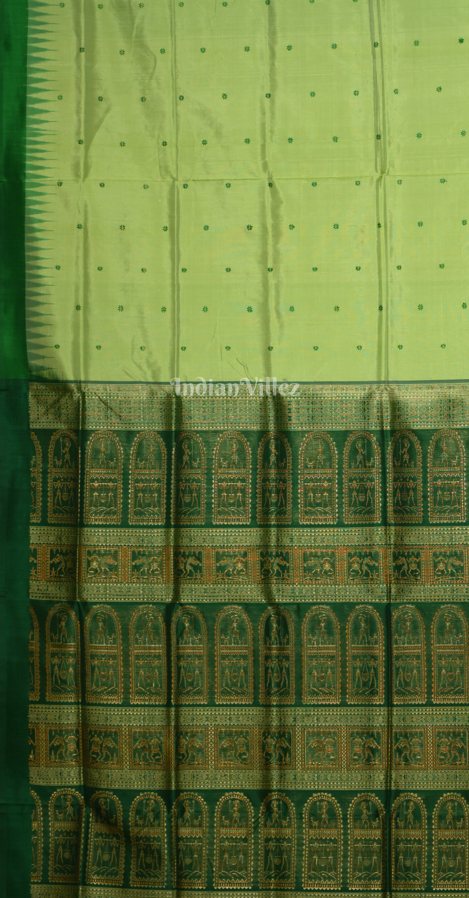 Pista Green Tribal Doli Sawari Bomkai Sambalpuri Silk Saree 