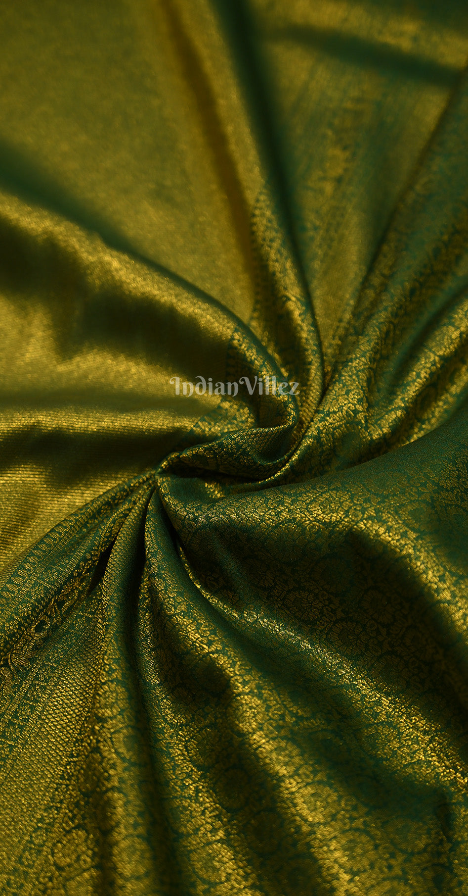 Olive Green Golden Kanjivaram Silk Saree with Brocade Pallu 