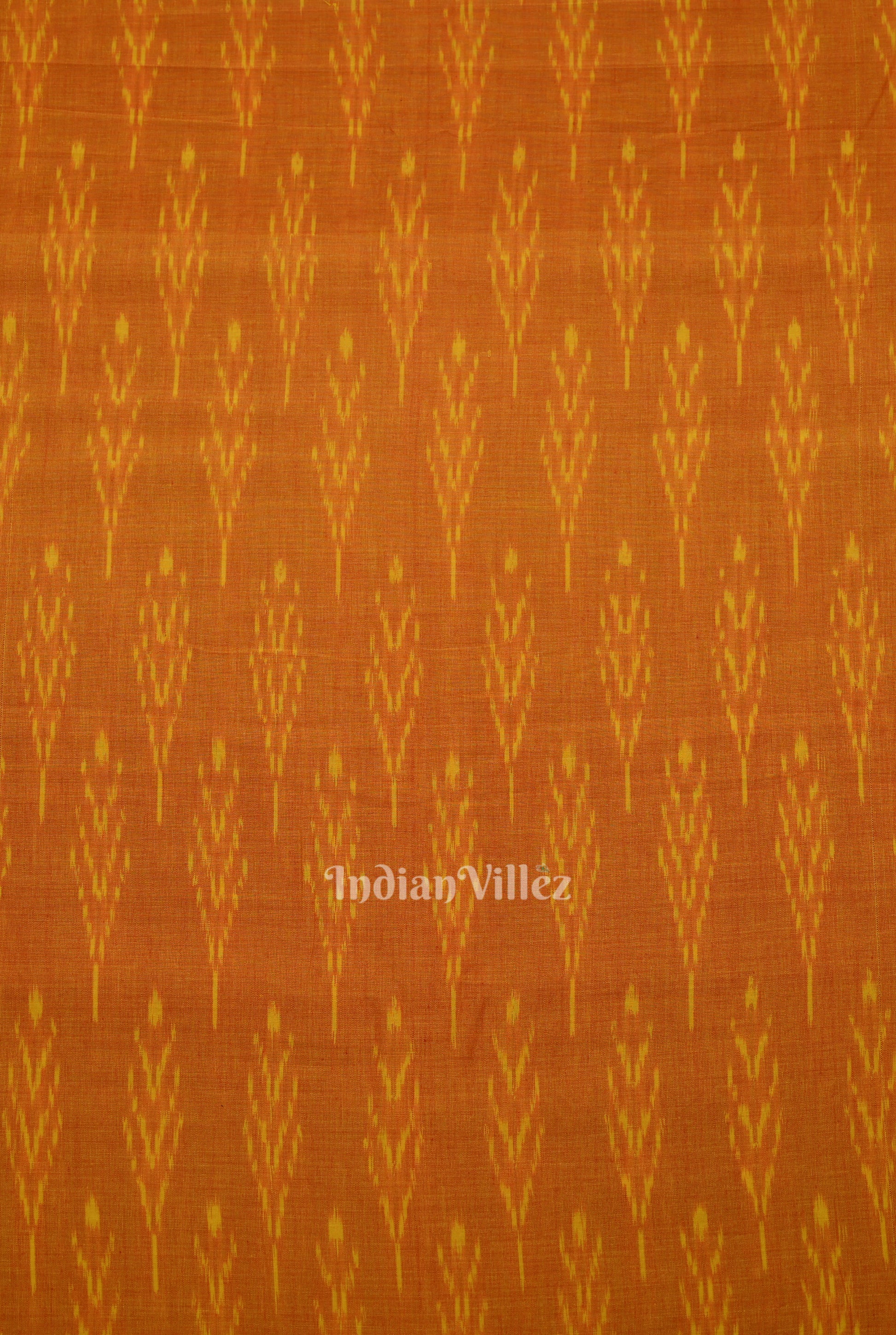  Deep Orange Geometric Pochampally Ikat Cotton Fabric 
