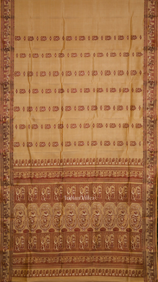 Beige Handwoven Baluchari Silk Saree 