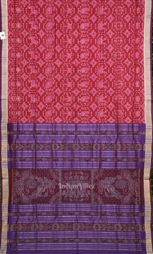 Maroon Purple Odisha Ikat Sambalpuri Silk Saree