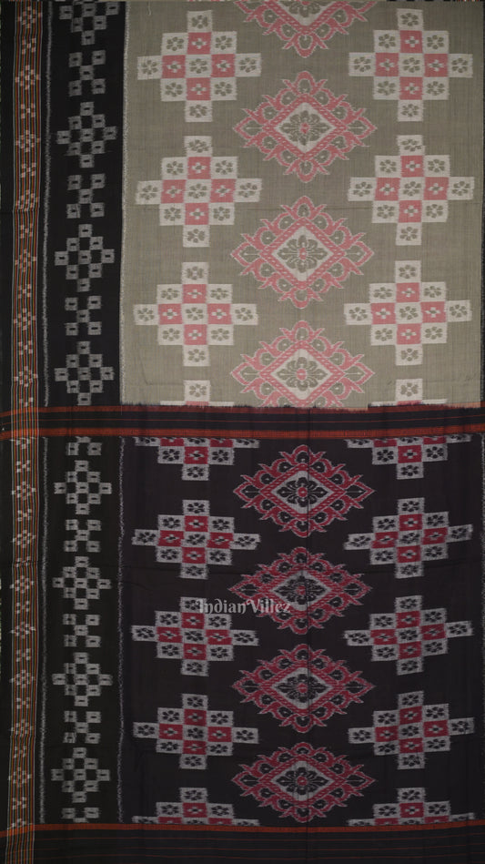 Cement Gray Pasapali Odisha Ikat Sambalpuri Cotton Saree 