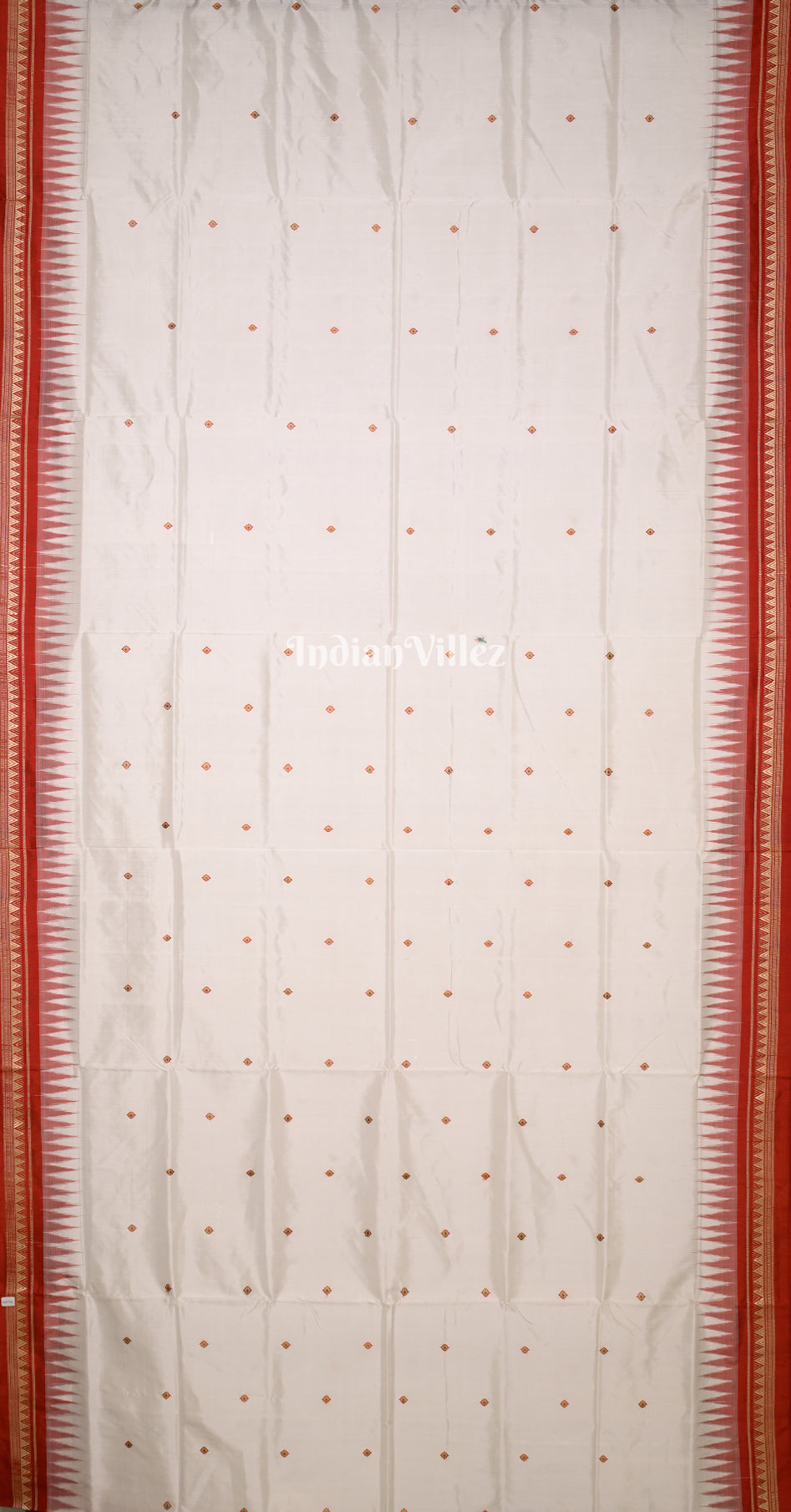 White Red Buti Design Odisha Ikat Bomkai Sambalpuri Silk Saree