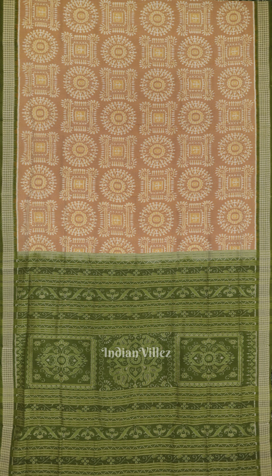 Golden Odisha Ikat Tribal Art Sambalpuri Silk Saree