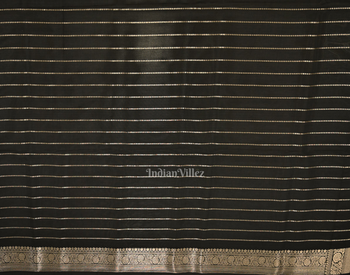  Elegant Black Meenakari Mashru Satin Silk Banarasi Saree 