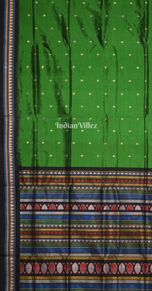 Green Black Dongaria Border & Anchal Contemporary Silk Saree
