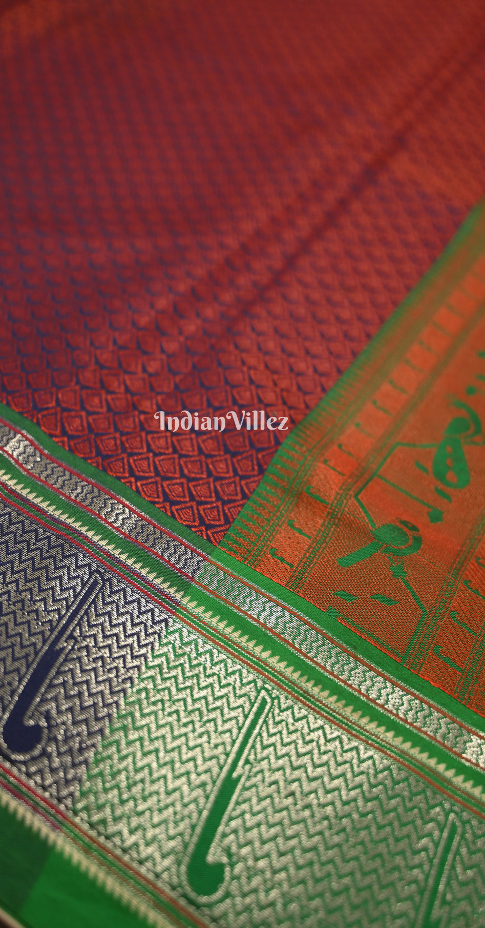 Maroon Green Kanjivaram Silk Saree 