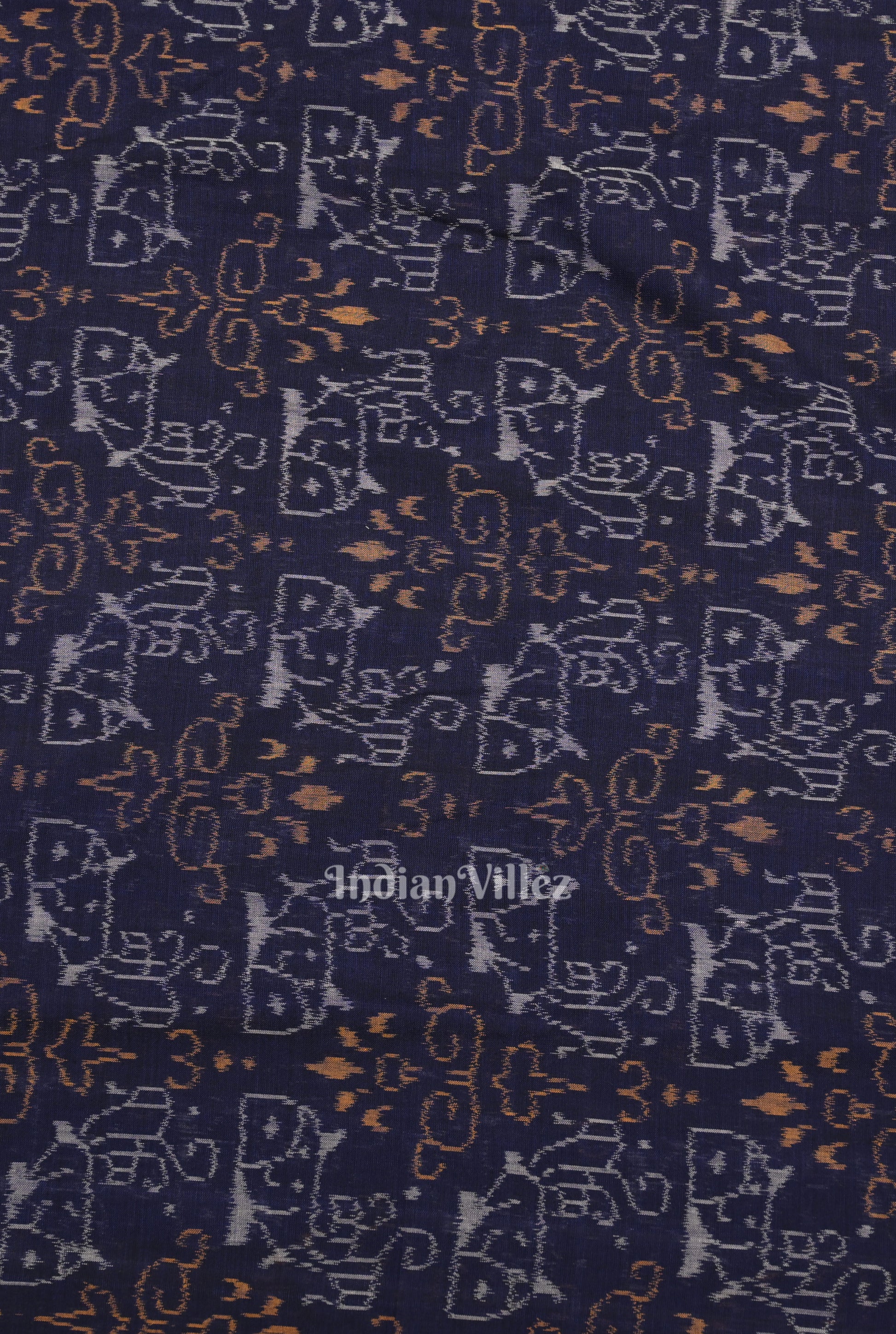 Blue Tribal Theme Sambalpuri Ikat Cotton Fabric 