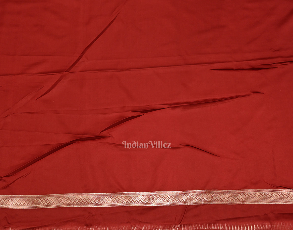 Exclusive Bright Maroon Meenakari Mashru Satin Silk Banarasi Saree