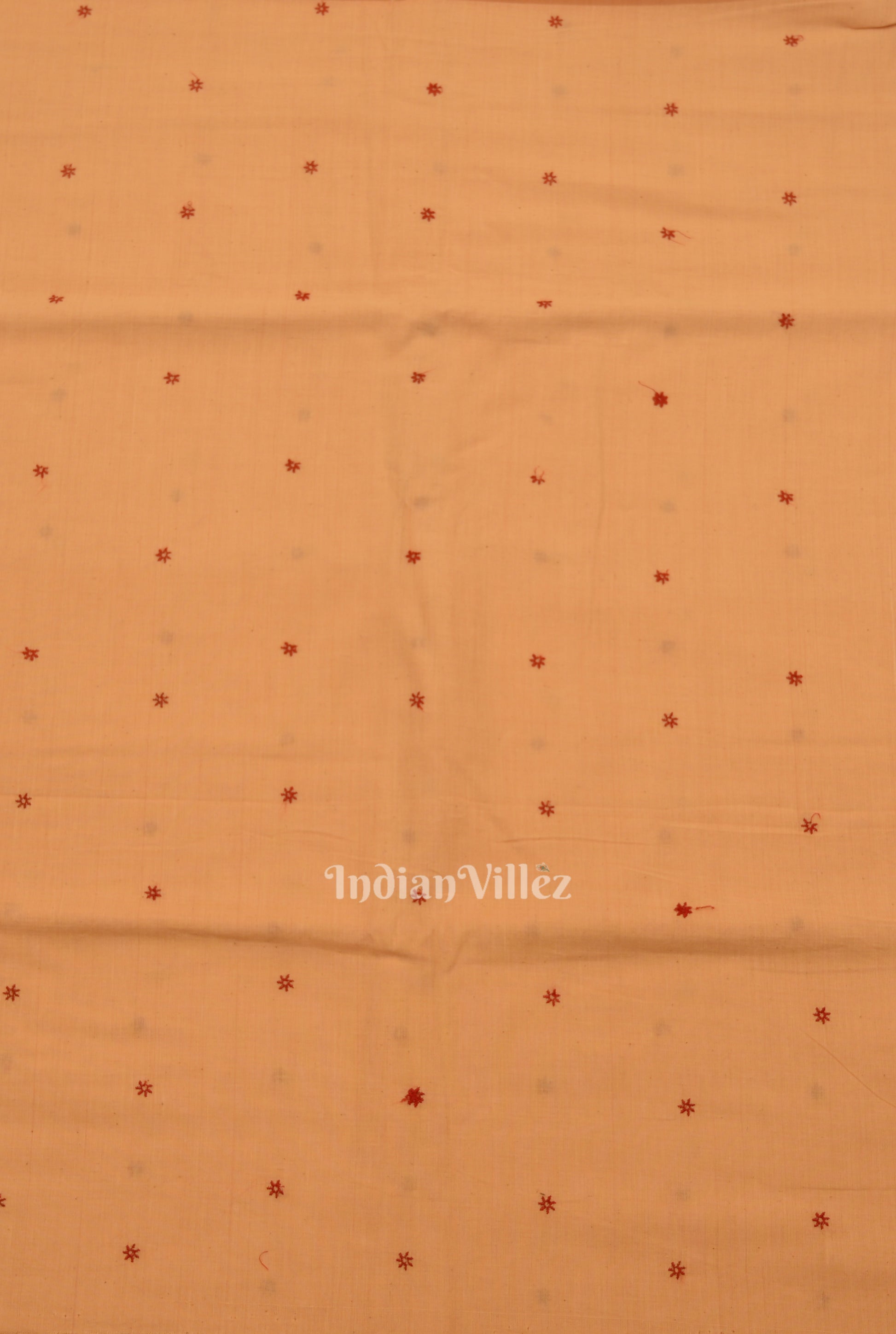 Peach Floral Motif Odisha Ikat Cotton Fabric