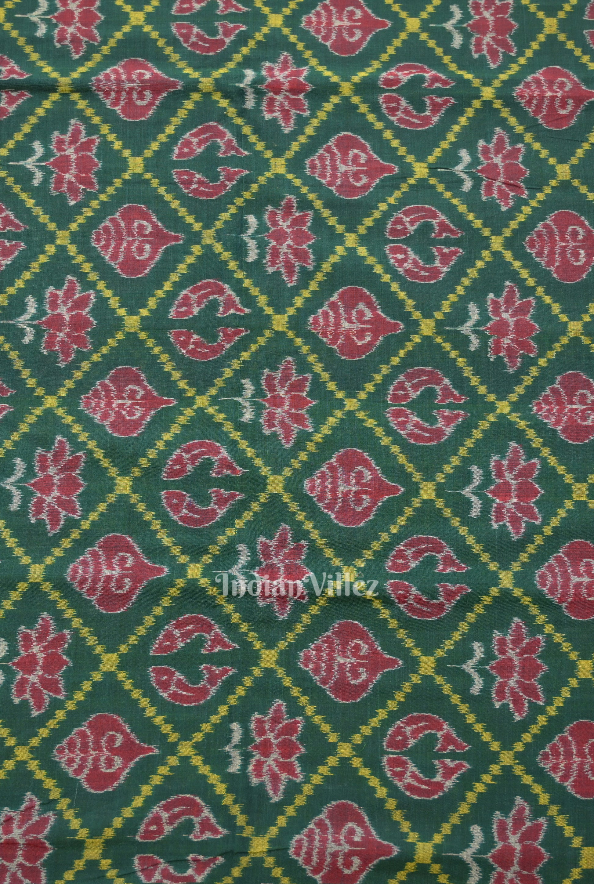 Green Laxmi Pada & Shankha Theme Sambalpuri Silk Saree