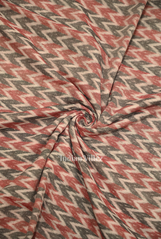 White Red Odisha Ikat Cotton Fabric