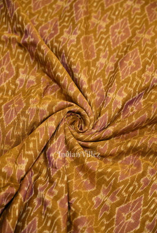Mustard Yellow Diamond Design Sambalpuri Odisha Ikat Cotton Fabric