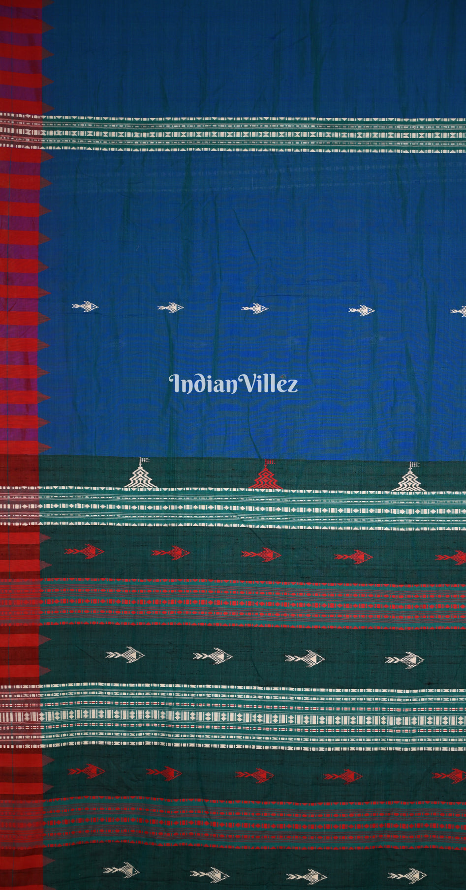 Blue Green Odisha Handloom Natural Dye Kotpad Tussar Saree