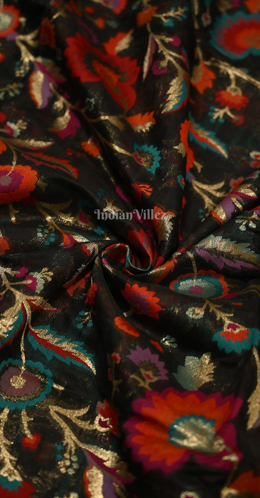 Black Golden Kashmiri Modal  Weaving Banarasi Silk Saree
