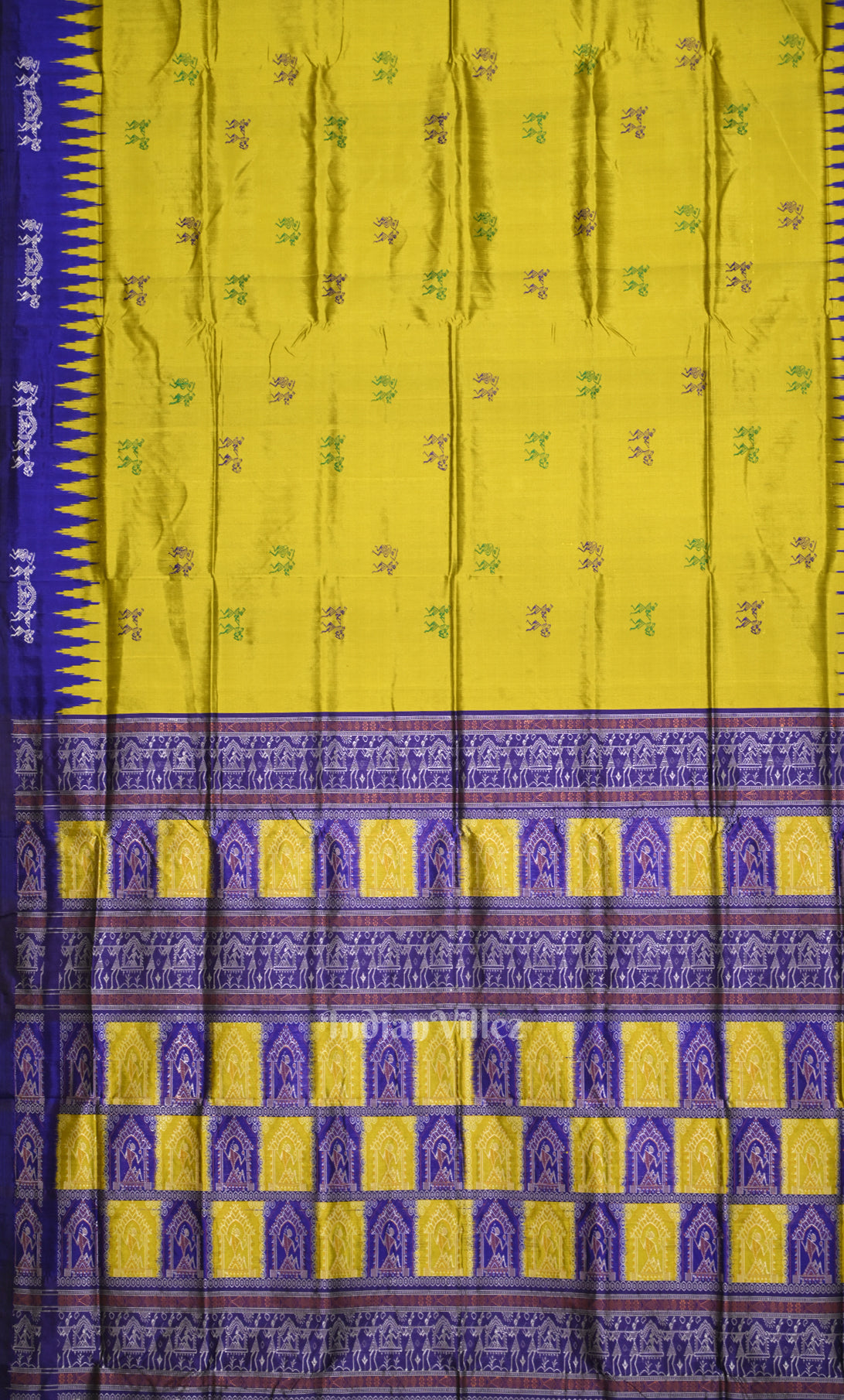 Mehendi Green Blue Tribal Doli Sawari Odisha Ikat Bomkai Sambalpuri Silk Saree