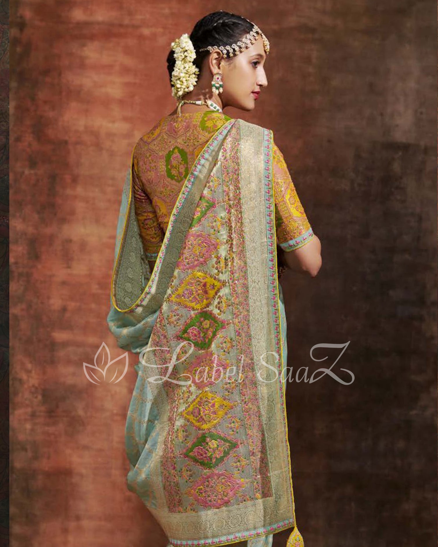 Green Designer Meenakri Banarasi with Kashmiri Embroidery and Heavy Blouse