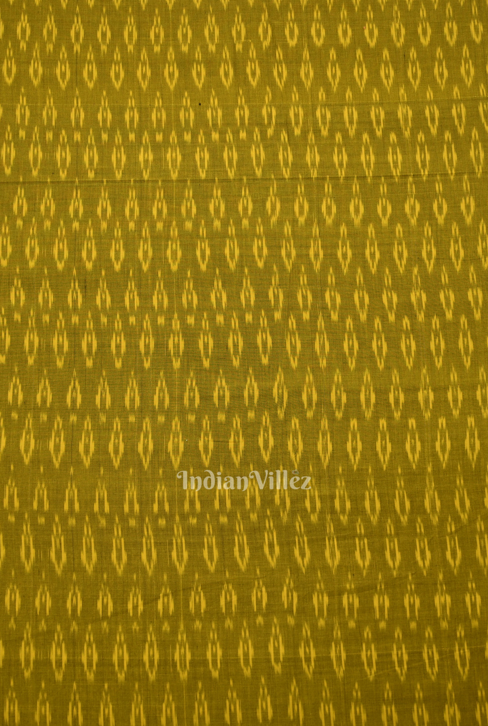 Mehendi Green Geometric Pochampally Ikat Cotton Fabric